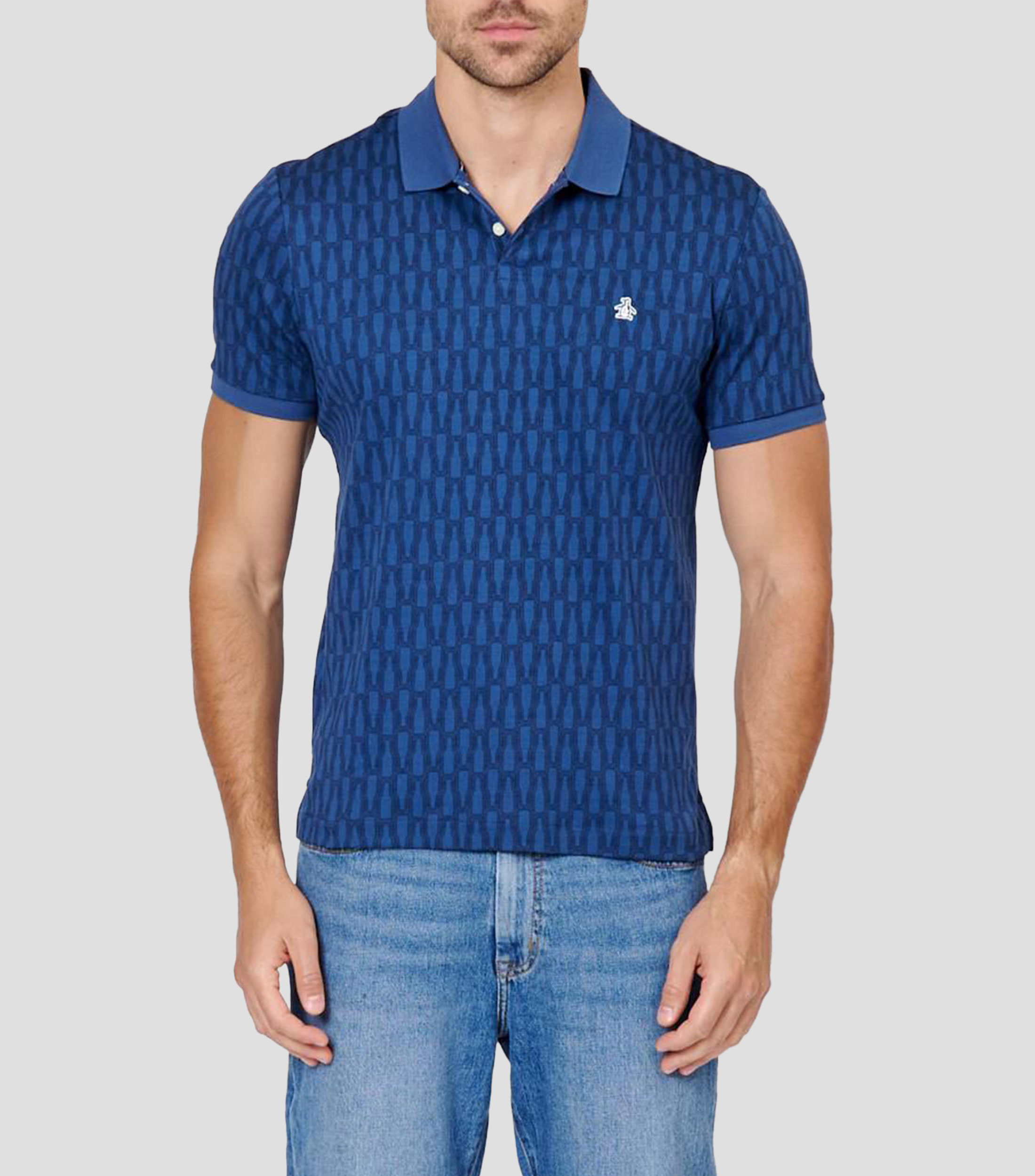 Playera tipo polo manga corta estampada Hombre